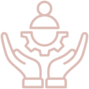 Hands gently holding a baby icon, symbolizing care and protection.